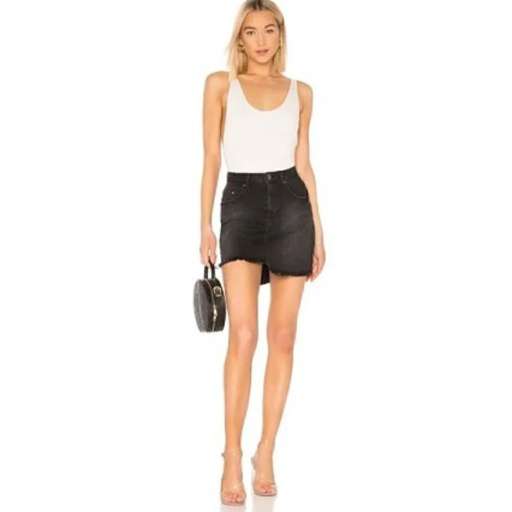 NWT One Teaspoon Mini Denim Skirt Black Swan Size 23